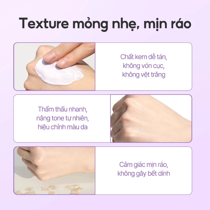 Kết cấu kem chống nắng D'Alba mềm mịn, thẩm thấu nhanh