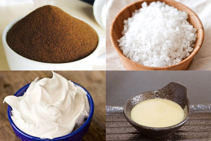 Nguyên liệu pha cà phê muối gồm cà phê nguyên chất, sữa, muối
