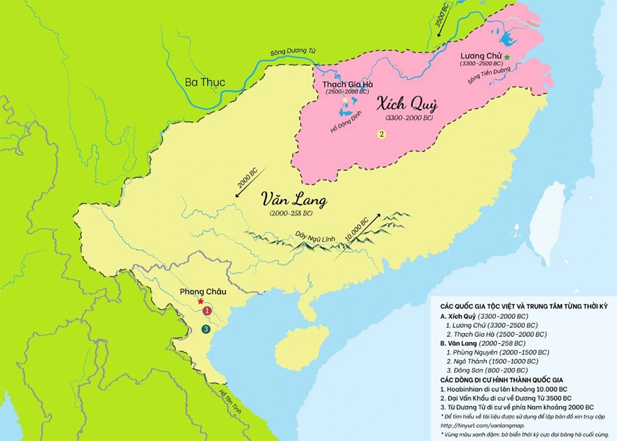 Bản đồ vùng Phong Châu – nơi đặt kinh đô nhà nước Văn Lang đầu tiên