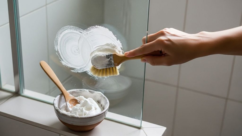 Dùng baking soda tẩy cặn canxi trên kính