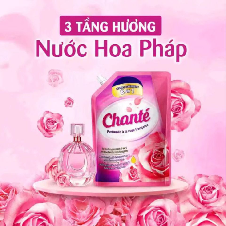 Nước giặt xả Chanté 8 in 1 hương hoa Hồng Pháp cao cấp