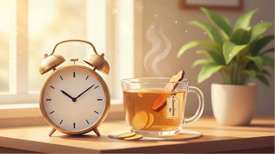 Minh họa thời điểm uống trà nấm lim xanh tốt nhất