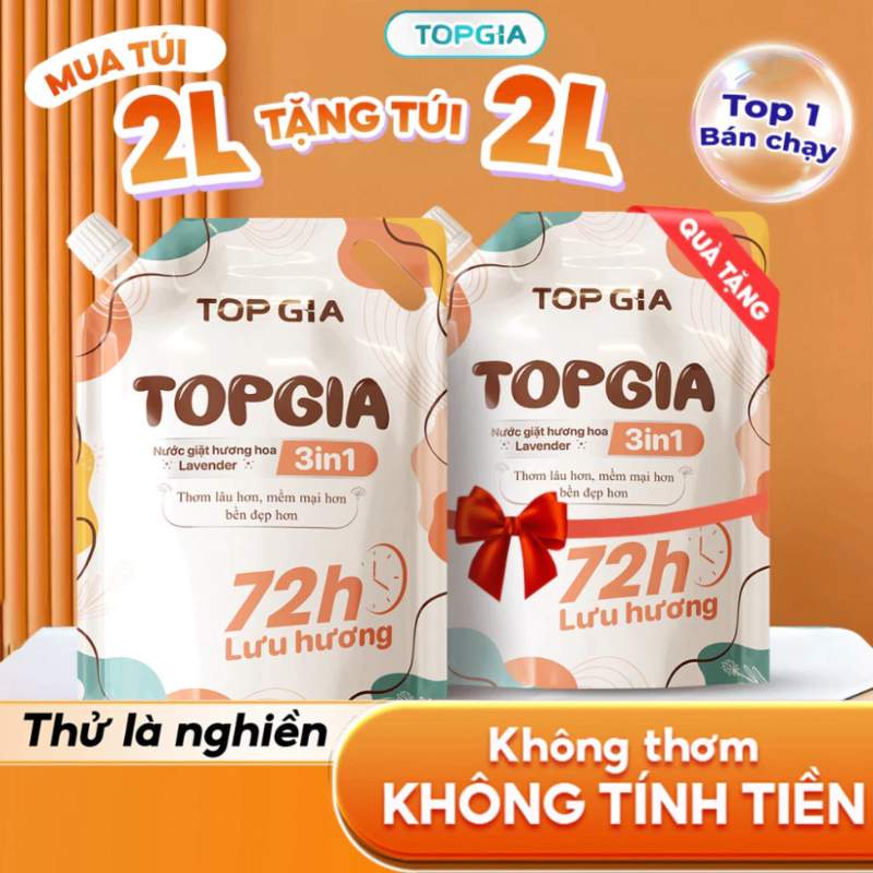 Nước Giặt TopGia 3in1 Hương Lavender (Túi 2L)
