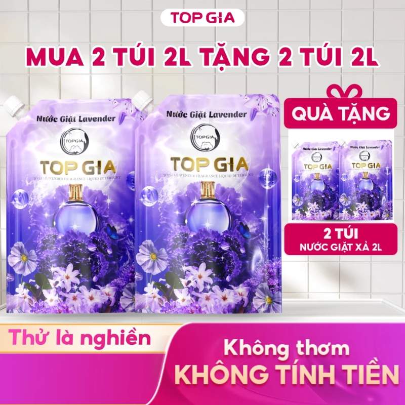 Combo Nước giặt xả TOPGIA hương lavender tím