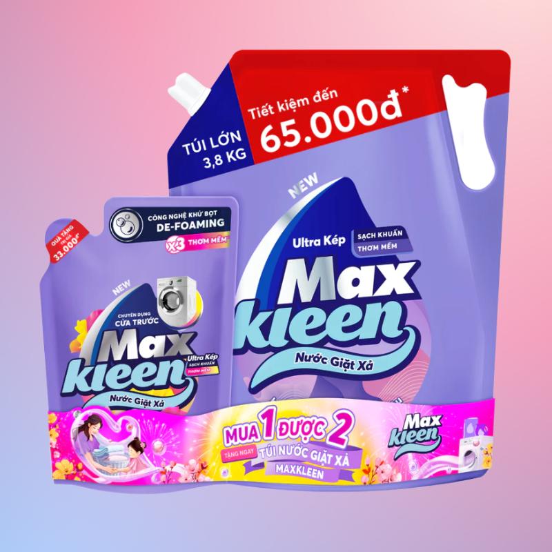 combo Nước giặt xả Maxkleen 3.8kg chính hãng
