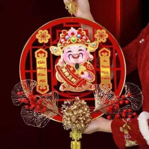 Dải treo Thần Tài lắc đầu có đèn LED trang trí Tết 2026 Huy Tưởng