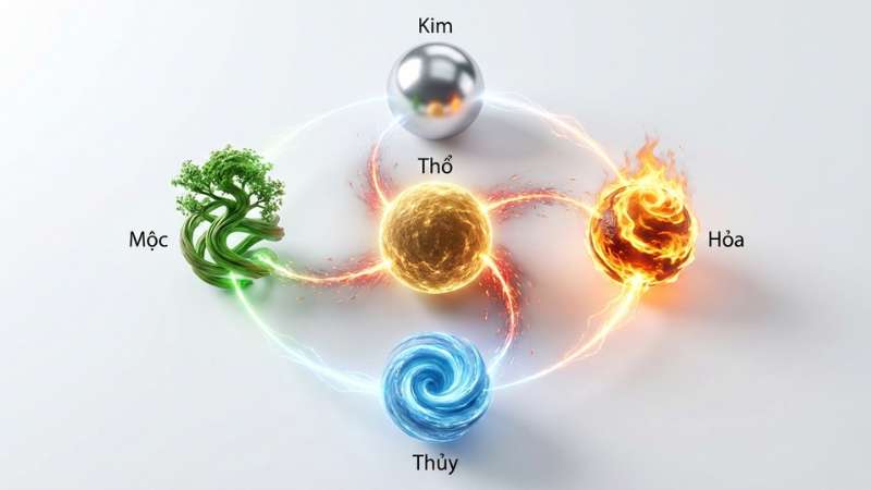 Sơ đồ mối quan hệ giữa mệnh Thổ và các cung mệnh khác trong ngũ hành